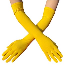 PTNKUIIY Women's long mesh gloves, women's fi, yellow