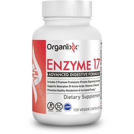 Organixx Enzyme 17 Essential Digestive Enzymes for Women & Men, For Gut Health & Optimal Digestive Health, Support for Bloating, Gas, Nutrient Absorption & Immunity, Vegan, Non GMO, 80 Veggie Capsules
