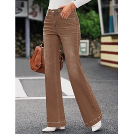 GRAPENT Women Jeans Stretchy Resort Wear for 2023 Womens Western Hippie Outfits Cowgirl Pants Flare Color Pecan Brown Size 16 18 X-Large