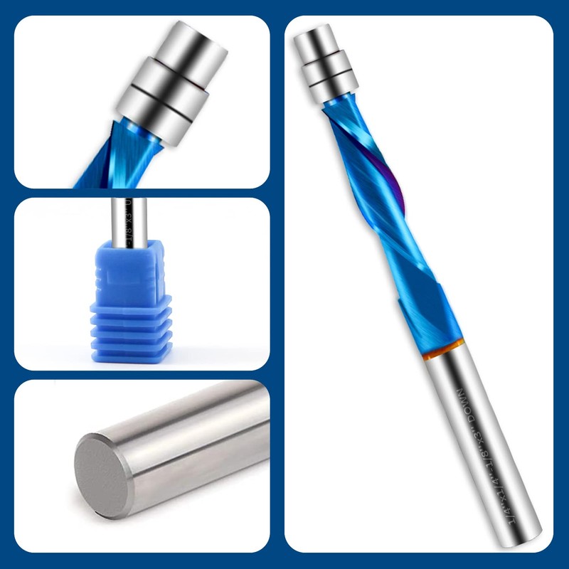 LudoPam Downcut Spiral Flush Trim Router Bit,1/4 Shank Carbide Spiral