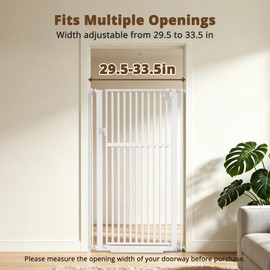 56"Extra Tall Pet Gate, 29.5-33.5"Wide, Auto Close Gate for Dog/Cat, White