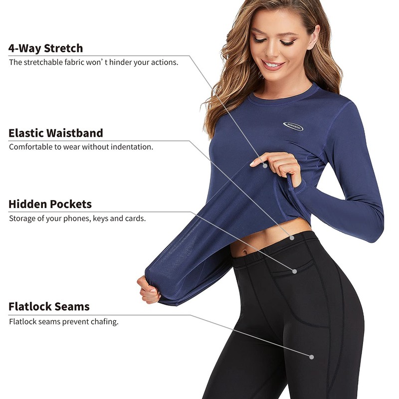 HiZiTi Ropa interior térmica para mujer, conjunto de pantalones largos