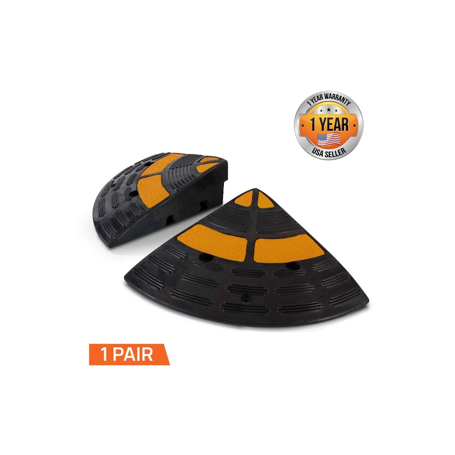 Vehicle Curb Ramp End Caps - 2PC Heavy Duty Rubber Threshold Driveway ...