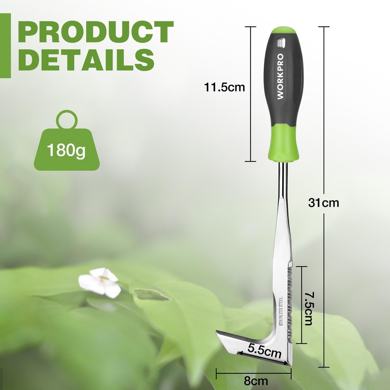 WORKPRO 30cm Weed Removal Tool with Plastic Handle, Serrated Edge