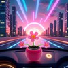 Solar Powered Dancing Flower Car Decor - Rose Red Bobblehead