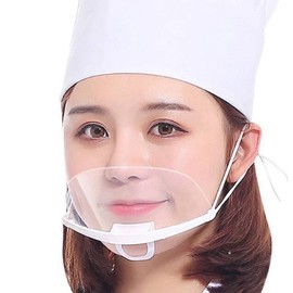 Clear Hygienic Kitchen Cooking Splash Guard Mouth Cover White (with Chin Rest) 30ea