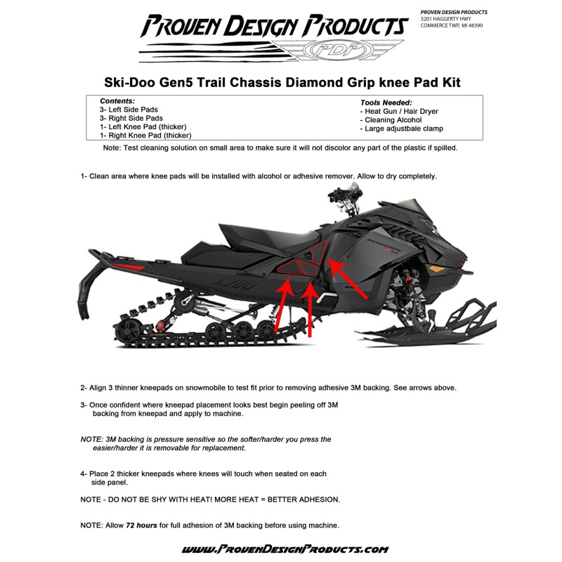 Proven Design Products 2023 Ski-Doo 850 XRS DIAMOND GRIP KNEEPAD