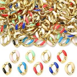 Airssory 135 pcs 9 Colors Rainbow Oval ABS Plastic Twisted Linking Rings Chains UV Plating Colorful Quick Link Connector Chain for DIY Jewellery Making Craft Decoration