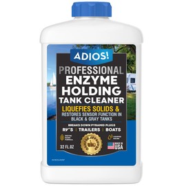 ADIOS! RV Black Tank Cleaner - Unclogs Plugs, Stops Odors, Cleans and Maintains Holding Tanks for Campers, Trailers and Boats (32 oz)