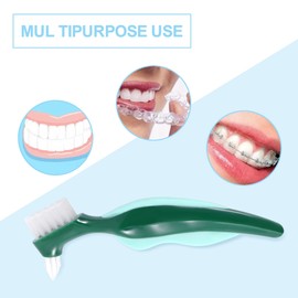 Iunipusy Denture Teeth Brush, 2 Piece Denture Cleaning Tool Kit: Hard Multidirectional Brush Heads, Portable and Comfortable, for Optimal Efficiency in Dental Care