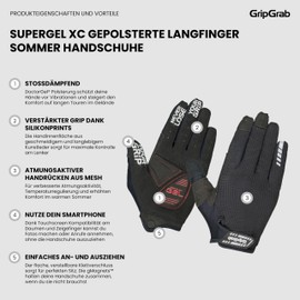 GripGrab Unisex - Adult SuperGel XC Strong Padded Mountain Bike Cycling Gloves Long Finger, Black, XXL