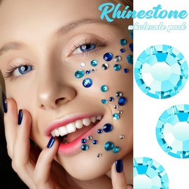 qiipii 400pcs SS30 Aquamarine Nail Rhinestones Bulk 6mm Water Blue Crystals Nail Art Nail Charms Flatback K9 Glass Lake Blue Gems Beads Stones Diamonds Glue Fix for Eyes Makeup Nail Jewels Crafts DIY