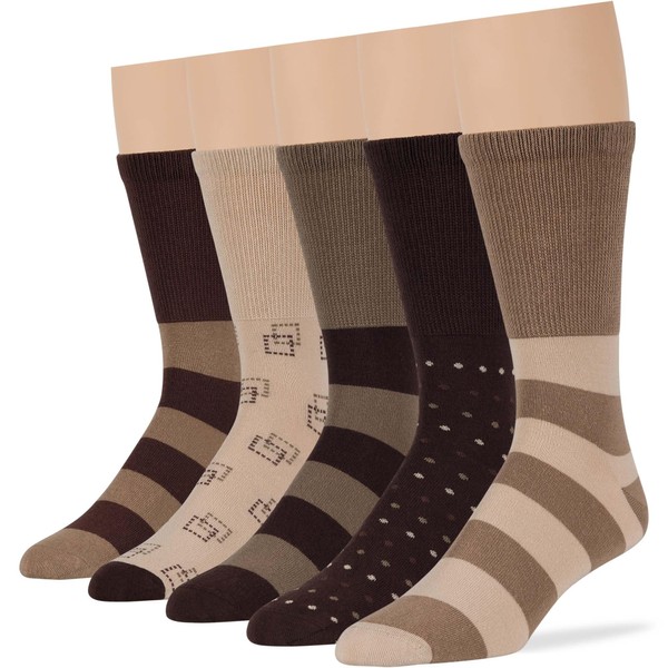 7BigStars Men's Diabetic Non-Binding Cotton Crew Socks - 5 Pack