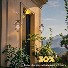 Solar Lanterns Outdoor Hanging Metal Vintage Lantern Warm White Solar Lights lamp Waterproof Edison Bulb Design for Pathway Garden Patio Yard Tree Decoration (2 Pack Copper)