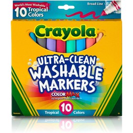 Crayola Ultra Clean Washable Markers, Tropical, Gift for Kids, 10Count
