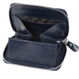 Shoebill Men's Thin Pass Case, Coin Purse, Genuine Leather, Box, navy