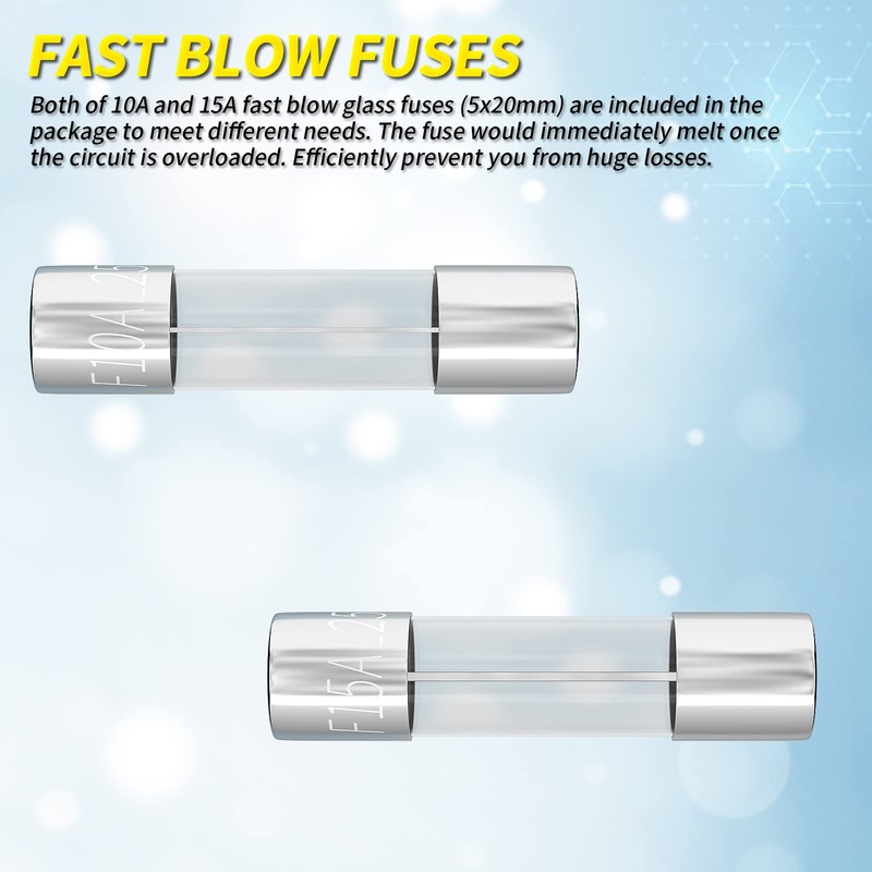 Joinfworld Panel Mount Fuse Holder 5x20mm 12V DC 250V AC
