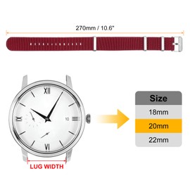 sourcing map Elastic Nylon Watch Band 20mm One-Piece French Watch Strap Waterproof Replacement Wristwatch Strap with Silver Buckle for Men Women, Red