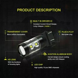 Cequent Unbranded White LED 3156 3157 Backup Reverse Light Bulbs For 1998-2011 Ford Ranger