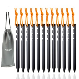 Lightweight Aluminum Tent Stakes 12pcs-Pack, 7075 Aluminum Tent Stakes Pegs for Outdoor Backpacking, Camping, Tents Hammocks and Canopy Stakes