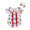 BemeyourBBs Baby Girl Bubble Romper Short Sleeve Peter Pan Collar
