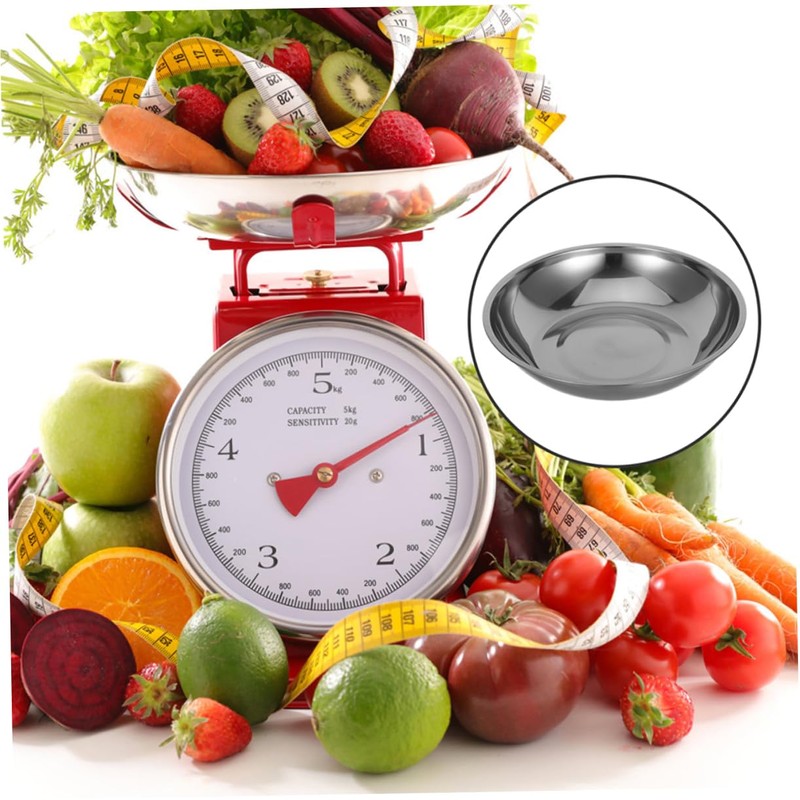 STOBAZA 2pcs Stainless Steel Food Scale Bowl Electronic Scale Tray