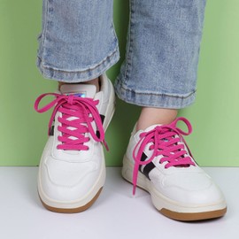 Stepace [2 Pairs] Flat Elastic Shoe Laces for Sneakers 31"-63" Length 11 Colors Stretch Shoelaces Hot pink 100