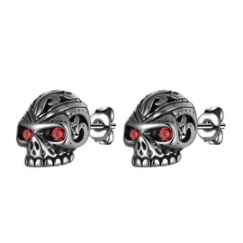 Viking Earrings Norse for Men - Stainless Steel Vintage Wolf Celtic Crescent Moon Viking Valknut Runes Thor Hammer Mjolnir Skull Huggie Hoop Dangle Earrings, Stainless Steel, No Gemstone