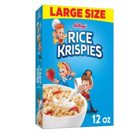 Rice Krispies Kellogg's Rice Krispies Cereal 12 Ounce Fat Free Breakfast Cereal Treats