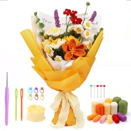 WIGUROE Bouquet Crochet Kit, Beginners Crochet Kit with Step-by-Step Video Tutorial, Flower Crochet Kit for Adults, Kids