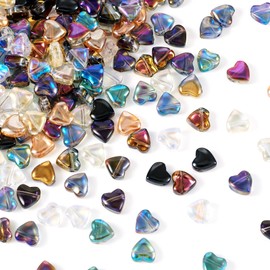 Bestewelry 180 pcs Love Heart Glass Beads 8x8x4mm Heart Crystal Beads Flat Sweet Heart Beads for Valentine’s Day DIY Bracelet Necklace Keychain Jewellery Making
