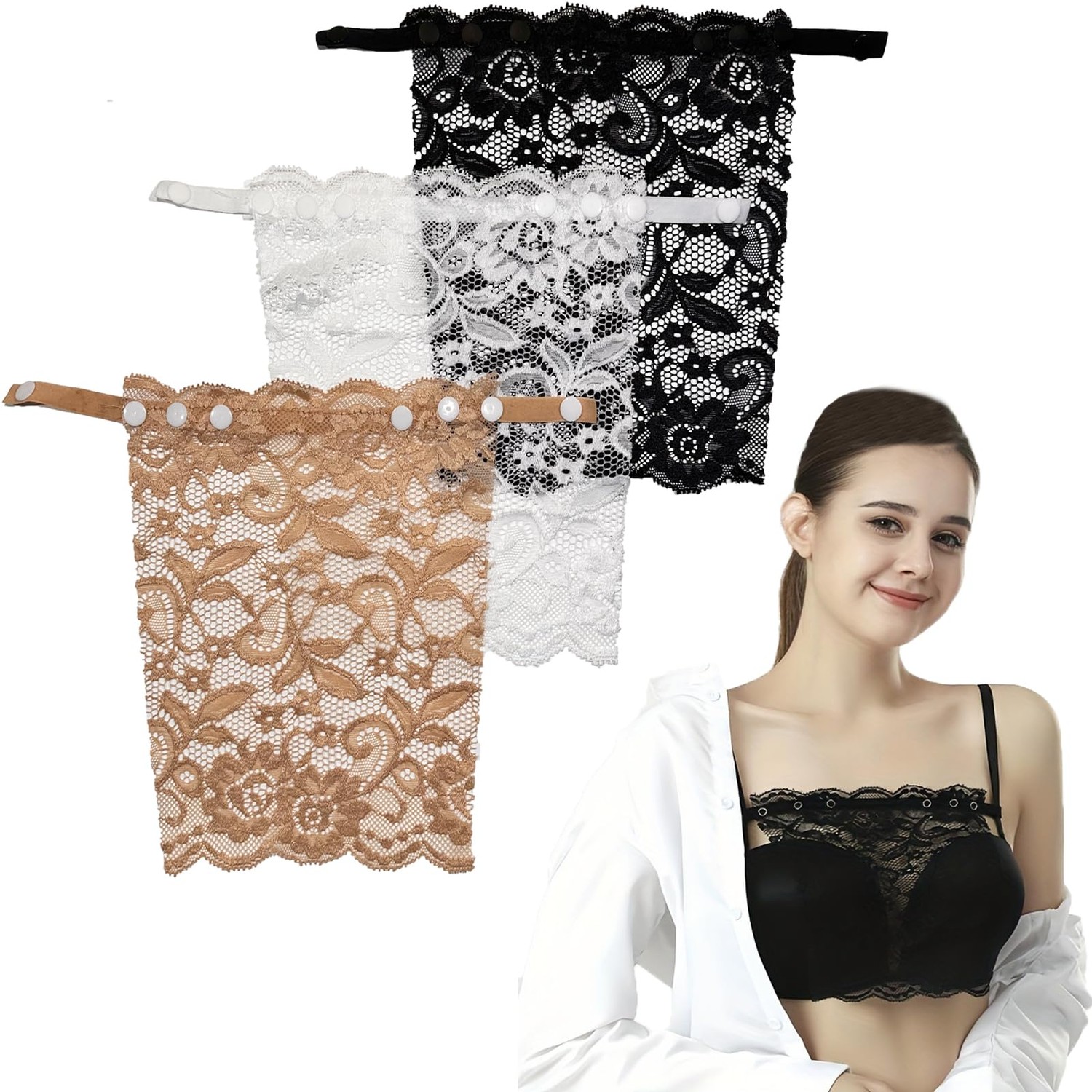 XINCHENG 3 Pcs Modesty Panels for Low Cut Tops, Clip-On Mock Camisole ...