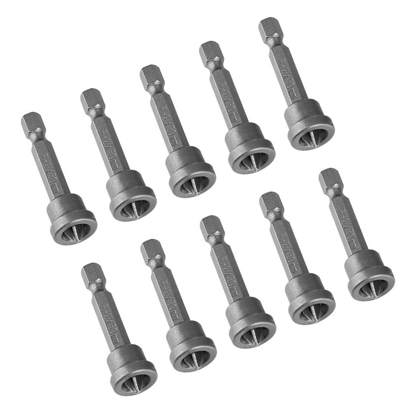 Professional Drywall Screwdriver Bits Set 10Pcs 50mm Chrome Steel Magnetic
