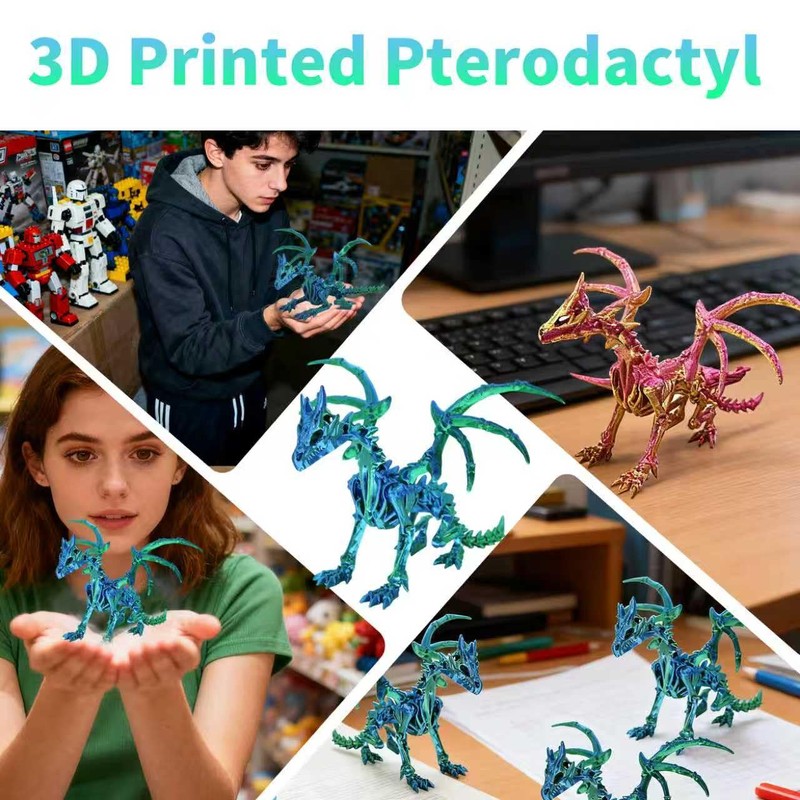Lwjhzywl 3D Printed Pterodactyl with Movable Wings - Poseable Dinosaur