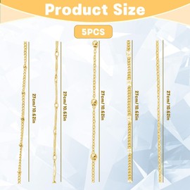 5 PCS Anklets for Women Gold, Gold Anklets for Women, Anklets for Women, Ankle Bracelets, Ankle Chains for Women, Beach Barefoot Holiday Women's Anklets, Exquisite Jewellery Gift for Girls Women