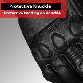 Jackets 4 Bikes Motorcycle Gloves - Goatskin Leather, Touch Screen, Classic Vintage Design for Men Women, Anti-Slip Protective Motorbike Cruiser Biker Glove Black S