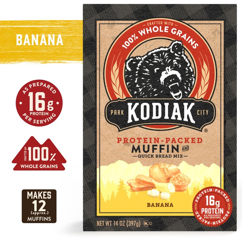 Kodiak Cakes Muffin Baking Mix, Banana, High Protein, 100% Whole