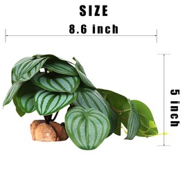 WOLEDOE Reptile Plants for Terrarium, Ball Python Tank Decor Accessories fit Bearded Dragon Crested Leopard Gecko Lizard Chameleon Snake Frog Tortoise Hermit Crab - Fake Calathea Orbifolia