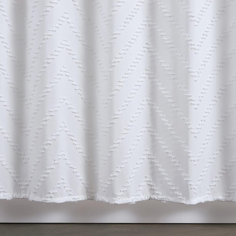 White Boho Fabric Shower Curtain 72 x 72 Inches, Modern