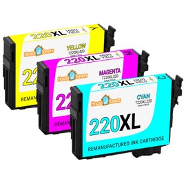 Houseoftoners Remanufactured for Epson 220XL Ink Cartridge High Yield Replacement for Epson 220XL Workforce WF-2630 WF-2650 WF-2660 WF-2750 WF-2760-3 Pack (Multicolor)