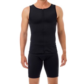 Underworks USA Mens Gynecomastia Compression Sleeveless Swim Tank Top Black Medium