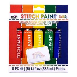 Tulip Stitch Paint, Fabric Paint with the Look of Embriodery Cross-Stitch, 5 Rainbow Colors in 1.1 fl oz Tubes, DIY Craft Paint