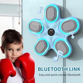 Music Boxing Machine, Smart Bluetooth Boxing Wall Mounted Machine with Gloves for Adults Kids, Boxing Wall Punching Pad, Electronic LED Boxing Board Boxing Workout Equipment Target for Home Office Gym