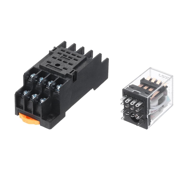 MECCANIXITY 1 Set DC24V Electromagnetic Power Relay 14-Pin AC/DC DPDT