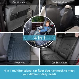 Lassie 4 in 1 Dog Floor Hammock for Crew Cab,100% Waterproof Backseat Cover Dog Seat Covers, Bench Protector for Ford F150, Chevy Silverado,GMC Sierra,Toyota Tundra,Ram 1500 Truck etc