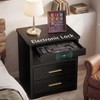 Black Nightstand with Gun Drawer for Bedroom - Modern 3