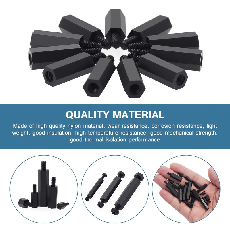WiMas 940PCS Nylon Hex Standoff Spacer Screw Nut Threaded Pillar