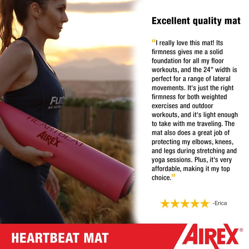 AIREX Exercise Mat, Heartbeat, 72"" x 24"" x 0.16"", Olive