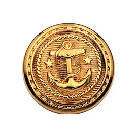 High-quality gold metal buttons, metal buttons with anchor, made in Germany (6 pieces) (15 mm)