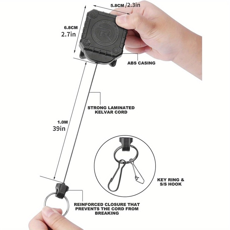 Military Tactical Gear Retractor, Molle Tactical Gear Tether, and a